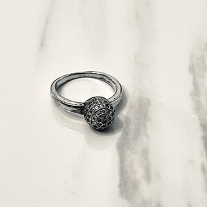 Sterling Silver Ring with Pave Crystal -size 6.5